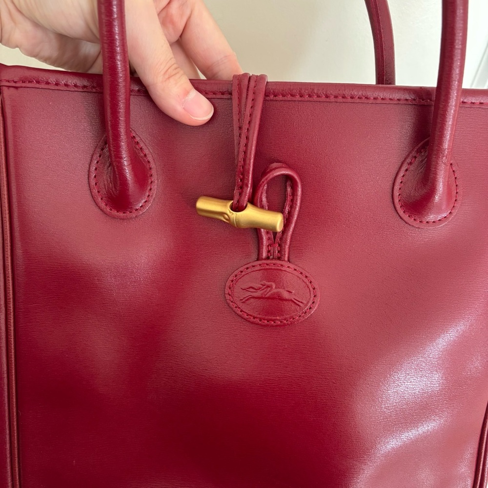 Longchamp Roseau Red Leather Handbag - Picture 16 of 16